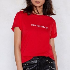 NWT Nasty Gal Red Shut the F*ck Up Tee